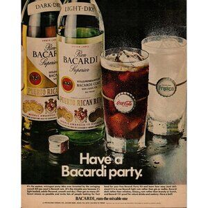 1970 Bacardi Puerto Rican Rum Vintage Print Ad (L12)